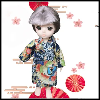 Naujas 16cm BJD Doll 1/12 Drabužių Priedai Kinijos Kostiumų Modeliavimas Etninės Stiliaus Kimono Drabužiais 