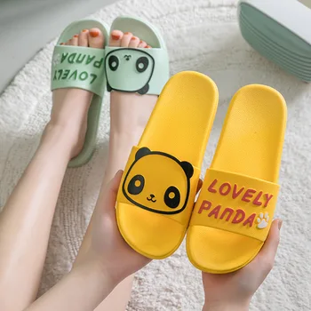 Naujas Animacijos Panda Pora Moterų Namų Šlepetės Vasaros Sandalai Ponios Skaidres Patalpų Namas Avalynė Flip Flops Sandalias Mujer TUX119