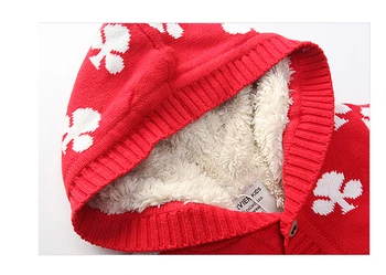 Naujas Atvykimo Kūdikių Mergaičių Žiemos Gobtuvu Megztinis Mergaitėms Gėlių spausdinti Tirštėti Šiltas Megztinis Vaikai Single-breasted Šiltas Kailis