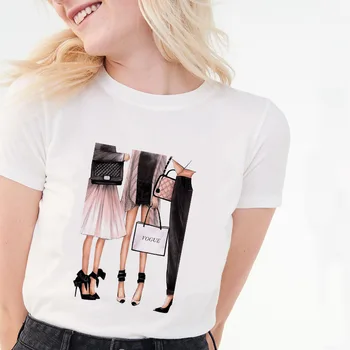 Naujas estetines Meno modelio spausdinimo harajuku marškinėliai moterims estetinės drabužius 2020 metų vasaros trumpomis rankovėmis mielas viršūnes pagrindinio marškinėlius Atsitiktinis