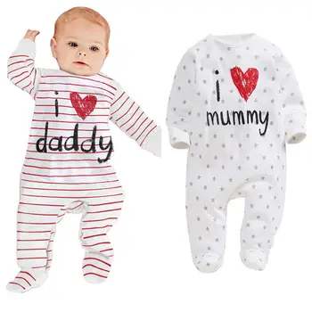 Naujas mados Naujagimiui Baby Girl drabužiai laišką Bodysuit ilgomis rankovėmis Jumpsuit Komplektus Sunsuit Drabužiai