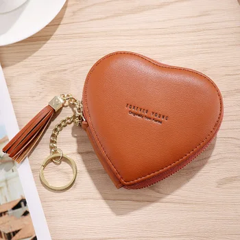 Naujas mielas mažos piniginės širdies keychain ponios mini piniginės monetos duomenų eilutė ausinių saugojimo maišelis
