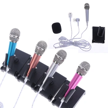 NAUJAS Nešiojamas 3.5 mm Stereo Studio Mic KTV Karaoke Mini Mikrofonas mobiliojo Telefono, Nešiojamojo KOMPIUTERIO Darbalaukį 5,5 cm*1,8 cm mažo Dydžio, Mic