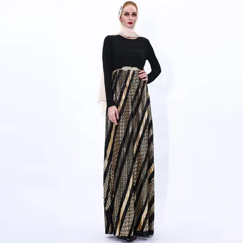 Naujas stilius Musulmonų ilgas sijonas Auksinis diržas moteriška turkų suknelė abayas moterų dubajaus musulmonų mados pakistano suknelė MSL088