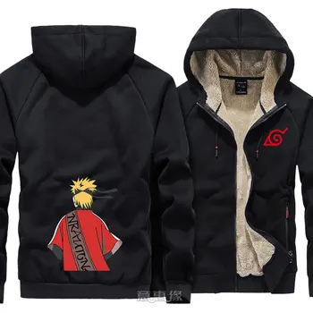 Naujas Uzumaki Naruto hoodie cosplay Ootutuki Hagoromo Sasuke Uchiha Vyrų šiltas kailis striukė Žiemos Zip Iki Gobtuvu Storio Palaidinukė