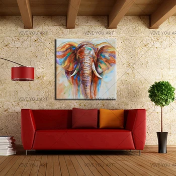 Naujausias Šiuolaikinių Gyvūnų stiprus dramblys Grynas Rankomis dažyti Aliejus, tapyba ant Sienų Dekoras Drobė Namo Sienos paveiksl dramblys Tapyba