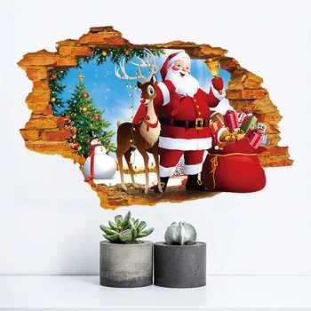 Nauji Metai nuimamas skaldytų sienų lipdukai, vinilo Santa Claus suteikia dovanos, lipdukai, lipdukas Kalėdų Vakarėlį namuose Vitrina apdailos
