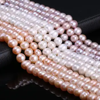 Naujos baltos, rausvos, violetinės bulvės formos perlų karoliukus, Paprastas ir stilingas šalis papuošalai asmenybės dovana pearl dydis 8-9mm