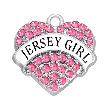 Naujos Mados Kristalų Jersey Girl Nutiesti Pranešimą Širdies, Žavesio, New Jersey, Pakabučiai Už Jersey, Jersey Girl Mama Dekoro Suvenyrų Papuošalai