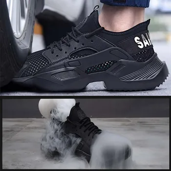 Naujos parodos Darbų Saugos Batai 2019 mados sportbačiai Ultra-light soft apačioje Vyrų Kvėpuojantis Anti-smashing Plieno Toe Darbo Batai