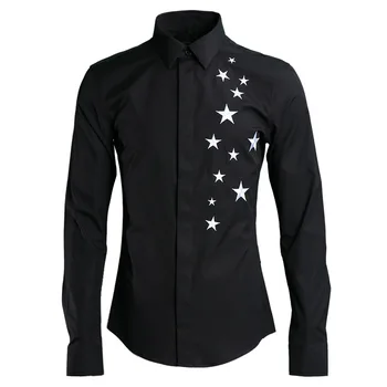 Naujos siuvinėjimo penkių žvaigždučių mados vyriški marškiniai High-end vyriški marškiniai