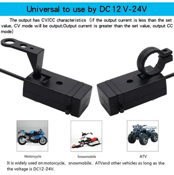 Naujų Motociklų Mobiliųjų Telefonų Kroviklį QC3.0 spartusis įkrovimas Dual-USB 12-24v Universali su Jungikliu