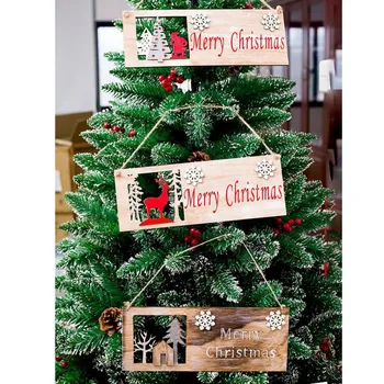 Naujųjų Metų Medinių Durų Kabo Ženklas Kalėdų Eglutės Ornamentu Kalėdinė Dekoracija Namuose Medinis Pakabukas Navidad Dovana 2021