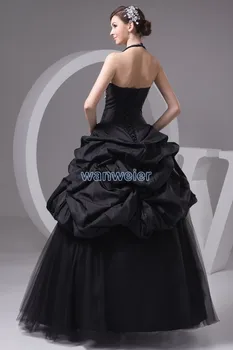 Nemokamas pristatymas 2016 m. naujo dizaino plius dydis yra custommade spalva apynasrio nuotakos suknelė kristalų geros kokybės princesė juoda vestuvinė suknelė