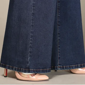 Nemokamas Pristatymas 2016 Naujas Moterų Pločio kojų kelnės moteriška Elastinga aukštos juosmens boot cut džinsai Ladys Didelis Tiesiai Džinsinio Ilgos kelnės