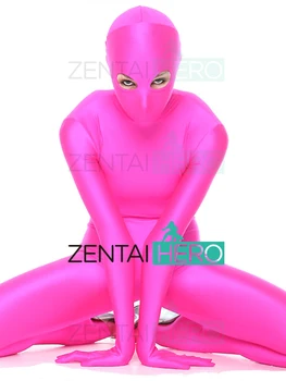 Nemokamas Pristatymas Pigūs Hot Pink Spalvos viso Kūno Lycra Spandex Fuksija Seksualus Zentai Bodysuit su atviromis Akimis MT193
