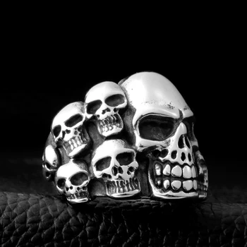 Nerūdijančio plieno skeletas kaukolės vyrų žiedas, nerūdijančio plieno, kietas papuošalai