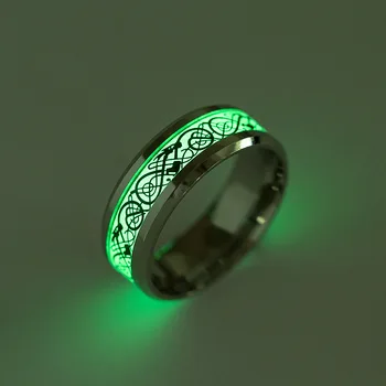 Nerūdijančio Plieno Šviesos Drakonas Dizainas Vyrų ir Moterų Žiedas Europos ir Amerikos Nauji Liuminescencinės Žiedo Ornamentas Didmeninės