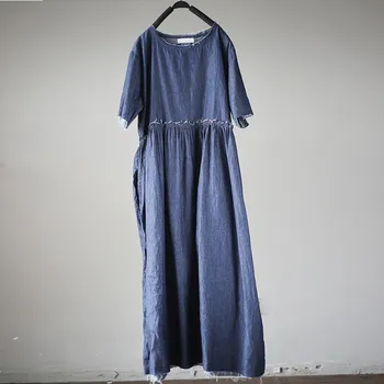NINI STEBUKLŲ, 2021 m. Pavasarį Minkšto Džinsinio audinio Vintage Suknelė Moterims Aukšto Juosmens Plisuotos Prarasti Suknelė Skraiste Vasaros Atsitiktinis Suknelės Mori Mergaitės