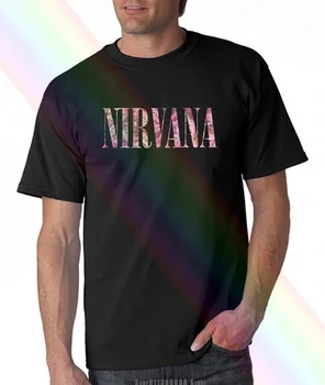 Nirvana Gėlių Logotipas Vyrų'ST marškinėliai Naujų europos sąjungos Oficialusis Gyventi Tautos Prekes