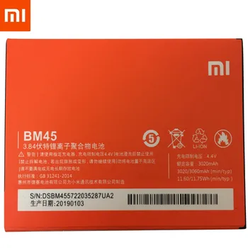 Originalus Li-ion Baterija BM45 Už Xiaomi RedMi 2 Pastaba Bateria Hongmi Raudonųjų Ryžių Note2 3020mAh Baterijos Pakeitimas