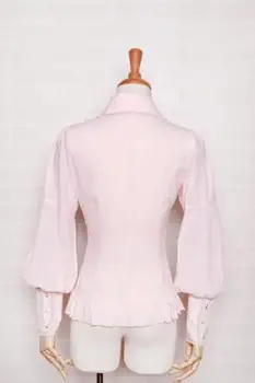 Pagal užsakymą Pagaminti Saldus Mergina Šifono Palaidinė Pink Ilgio Sluoksniuotos Rankovėmis Moterų Marškinėliai su Ruffles