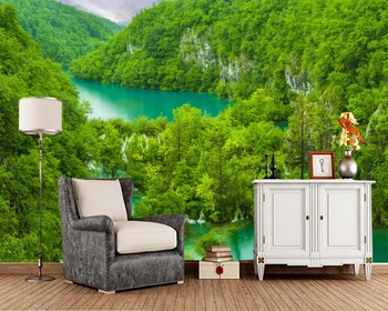 Papel de parede Krioklys Plitvice Ežerų žalia miško gamtinių 3d tapetai, freskos,svetainė, miegamojo sienos dokumentų namų dekoro