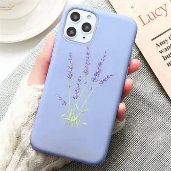 Paprasta Levandos Violetinės Gėlės Telefono dėklas Saldainiai Mėlynos Spalvos iPhone 11 12 pro XS MAX 8 7 6 6S Plus X 5S SE 2020 XR