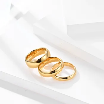 Paprastas Klasikinis 4MM/6MM/8MM Aukso Volframo Plieno Žiedai Vyrams Vestuvės Vestuvinis Žiedas Jubiliejų Papuošalai