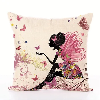 Pasakų stiliaus Gėlių fėja karšto spausdinti skalbiniai, pagalvės dangtelis drugelis merginos pagalvės užvalkalą Namų patalynės viešbutis Dekoratyvinis