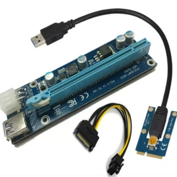 PCI-E 1X iki 16X pratęsimo, perskaičiavimo valdybos PCI-e ruožtu pcie adapteris kortelės 60cm kabelis pcie riser card for bitcoin miner pristatymas