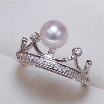 PEISENI natūralių gėlavandenių perlų žiedas puikus apvalios Lajos stiliaus Vestuviniai Žiedai 925 Sterlingas Sidabro Žiedai Moterims