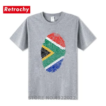 Pietų Afrikos Vėliava, Pirštų Atspaudų Marškinėliai Juokinga, Krepšinio, Futbolo, Mokymo Tėvynės T-Shirt Vyrai Apvalios Kaklo Medvilnė Tee Marškinėliai