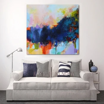 Pinturas al óleo pintadas a mano sobre lienzo pinturas abstractas de colores modernas de la sumalti de la sala de estar ilustracio