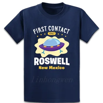 Pirmasis Kontaktas Roswell, Naujoji Meksika T Shirt O-Kaklo Juokinga Atsitiktinis Pavasarį, Rudenį Spausdinti Šeimos Prarasti Oficialaus Marškinėliai, Marškiniai