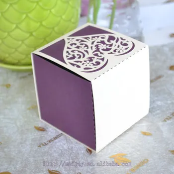 Pjovimas lazeriu violetinė,oranžinė ir žalia saldainių dėžutės vestuvėms ,širdies formos dėžutė, saldainiai