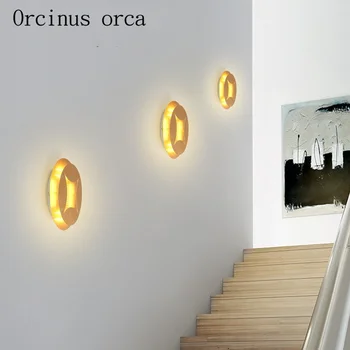 Post modernios šviesos prabanga aukso LED sienos lempos kambarį koridoriaus, miegamojo, naktiniai staleliai, lempa Šiaurės kūrybos aukso folija sienos lempos
