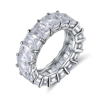 Prabanga Kietas 925 Sterlingas Sidabro Imituoti Deimantų Juostoje Žiedai Moterų Vestuvės Vestuvinis Žiedas pirštu nustatyti, Juvelyriniai dirbiniai Didmeninė