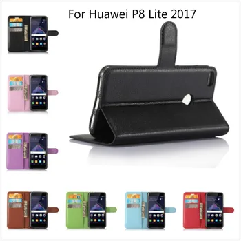 PU Odos atveju Huawei P8 Lite 2017 Piniginė Su Kortelės Turėtojo Stovėti atveju Derliaus Padengti Atveju, Huawei P8 Lite (2017 m.) 5.2 colių