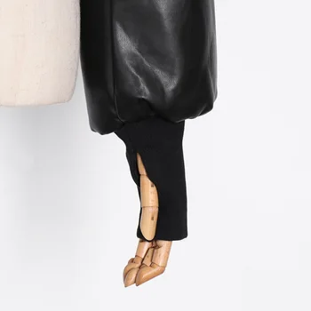 PU Odos Paltai Moterims ilgomis Rankovėmis Mados Streetwear Striukė 2020 M. Rudens-Žiemos Drabužių Vintage Black Punk Trumpos Liemenės, Paltai