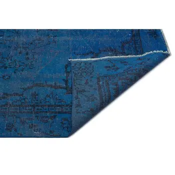 Rankų darbo Blue Vintage Overdyed turkijos Plotas Kilimas 148x272 Cm-4'10
