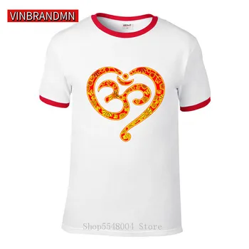 Retro Kinų Festivalyje Om Širdies marškinėliai Vyrams, Moterims, Joga Dvasingumas OM Meilės simbolis T-shirt Budizmo Meditacijos Vintage marškinėliai