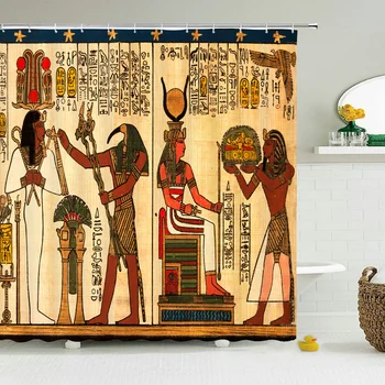 Retro Senovės Egipto Etninių Stilių Dušo Užuolaidos Egipto Faraono Egzotinių Muitinės Vonios Kambarys Dekoro Vandeniui Audinio Užuolaidos Kabliukai