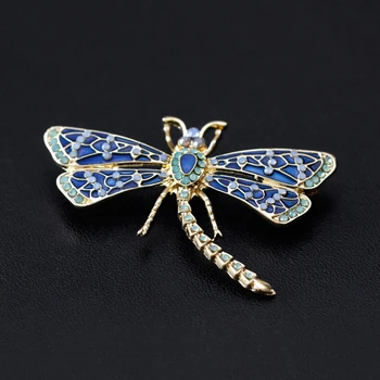 RINHOO Mados Vabzdžių Dragonfly Sagė Krištolas kalnų krištolas Aukso Spalvos Antkaklis Kostiumas Vintage Papuošalai Dovana Sagė Pin Moterims