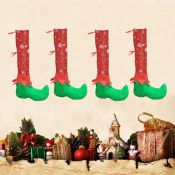 Rinkinys 1 Elf Skrybėlę Kalėdų Tema Kėdė Skrybėlę Atgal Apima Ir Stalo Kojos Apima Kalėdos