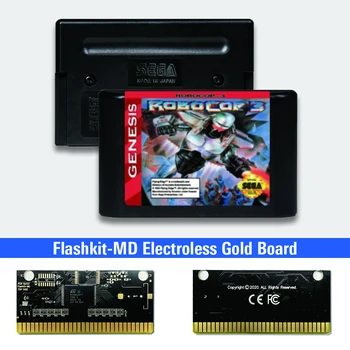RoboCop 3 - JAV Etiketės Flashkit MD Electroless Aukso PCB Kortele Sega Genesis Megadrive Vaizdo Žaidimų Konsolės