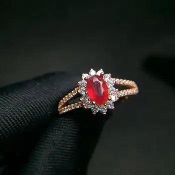 Rubino žiedas Nemokamas pristatymas Natūralus ir realus ruby 925 sterlingas sidabro Fine jewelry 4*6 mm Perlas