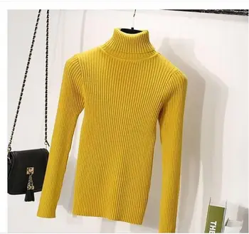 Rudenį ir žiemą, aukštos apykaklės megztinis moterų kašmyro megztinis megztinis mezgimo vilnos apačioje megztinis 201920