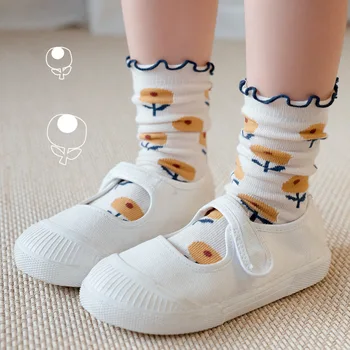 Rudenį ir žiemą nauja vaikų kojinės animacinių filmų kūdikių kojinės mielas vaisių žakardo kūdikių krūva kojinių mediniai ausies pusėje vaikų kojinės