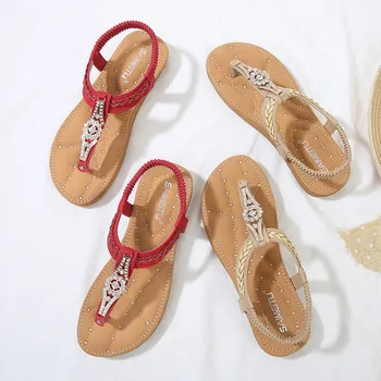 SAGACE naujas moterų Bohemijos stiliaus sandalai Romėnų Stiliaus sandalias atsitiktinis butas elastinga paplūdimio bateliai, šlepetės Peep toe Batai Siurbliai